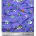 thumbnail image 1 of Soimoi Cotton Jersey Fabric Fish,Coral & Starfish Ocean Print Fabric by Yard 58 Inch Wide, 1 of 1