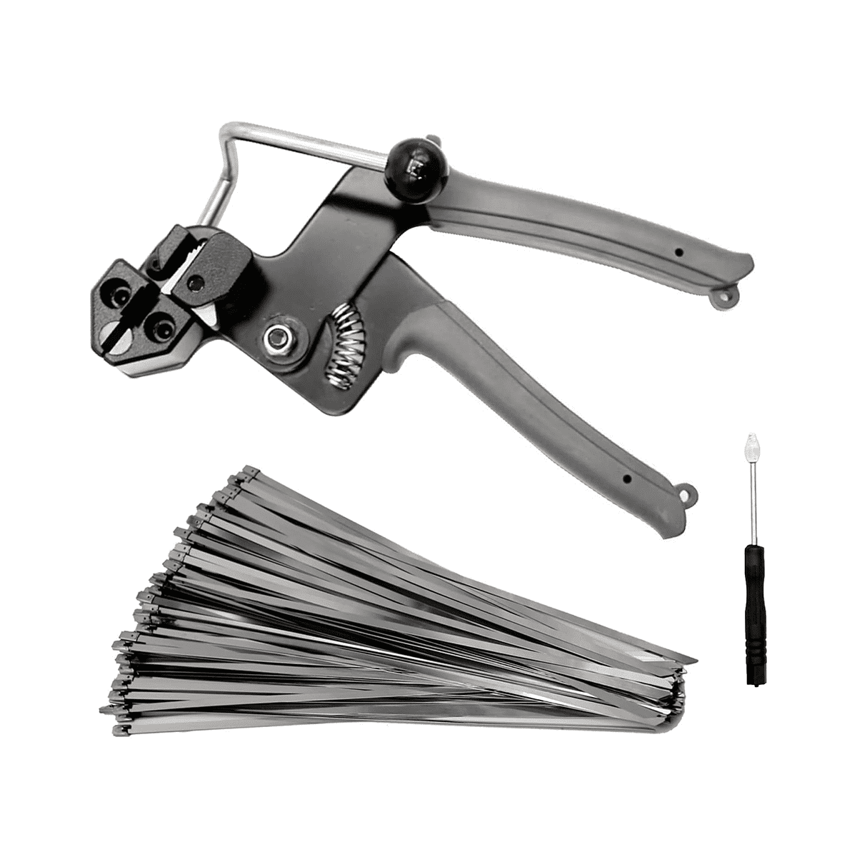 Metal Zip Ties Cutter Stainless Steel Cable Tie Cutting Tool with 100PCS Cable Tie for Self-Locking Zip Ties Black