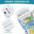 thumbnail image 3 of Yayeee 30oz Stainless Steel Tumbler with Straw and Handle Double-Wall Insulated Travel Water Bottle, Blue Floral Wave, 3 of 8