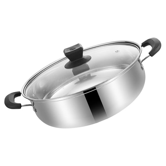 COMPUKAS Stainless Steel Stock Pot and Hotpot Cookware Set, Round Large Capacity Cooking Utensils for Groups, 1 Set