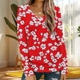thumbnail image 1 of Ailaofu Long Sleeve Shirts for Women Fall Fashion Basic Trendy V-neck Floral Printed Casual Tops, 1 of 5