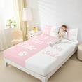 thumbnail image 4 of Homewish Kids Kawaii Cartoon Twin Sheet Sets, Pink White Couples Print Twin Fitted Sheet, Romantic Valentines Day Flat Sheet, Lightweight Room Decor, 3-Piece, 4 of 7