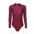thumbnail image 7 of Doomiva Turtleneck Leotard Long Sleeves Ballet Gymnastic Dance Workout Fitness Bodysuit for Women Burgundy S, 7 of 7