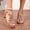 Gold, variant on Women's Comfortable High Heel Sandals Crystal Flower Applique Low Curved Heel Elastic Ankle Strap Plus Size Silver 41