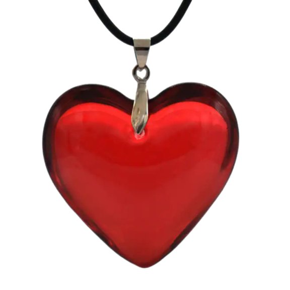UNTERING Pendant Necklace Glass Heart Pendant Necklace Colorful Heart Pendant Black Rope Necklace Jewelry Clavicle Chain for Women Men Birthday