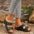 thumbnail image 4 of Rokment Womens Buckles Orthopedic Platform Slip on Sandals with Arch Support Comfortable Classic Casual Leather Wedges Walking Dress Slides for Beach Summer AG Size 6, 4 of 6