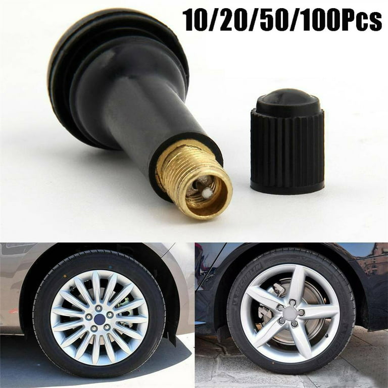 20Pcs Universal TR414 Snap-In Black Rubber Tire Valve Stems Short Rod
