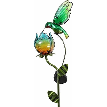 Teresa's Collections 42''H Bird Solar Garden Lights for Garden Decor, Outdoor Metal Flower Solar Yard Stake Lights for Lawn Patio Yard Decor, Gifts for Mom Grandma