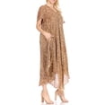 thumbnail image 4 of Sakkas Lila Freckled Dyed Cap Sleeve Scoopneck Long Caftan Dress / Cover Up - Sand - One Size, 4 of 5