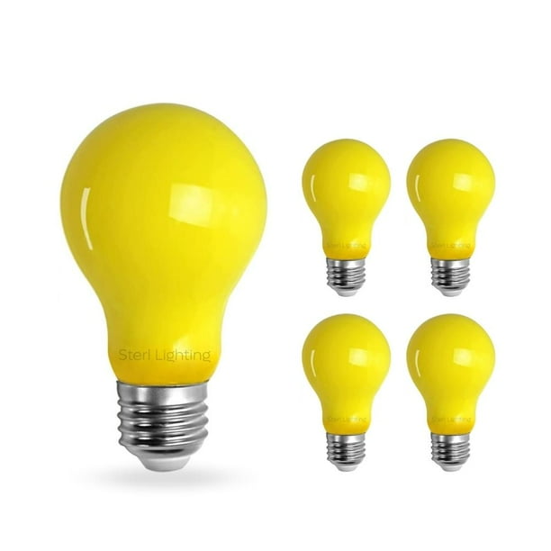 Sterl Lighting Pack of 4 A19 Yellow Bug Light Bulb Incandescent Light