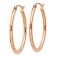 thumbnail image 2 of Real 14kt Rose Gold Oval Hoop Earrings; for Adults and Teens; for Women and Men, 2 of 4