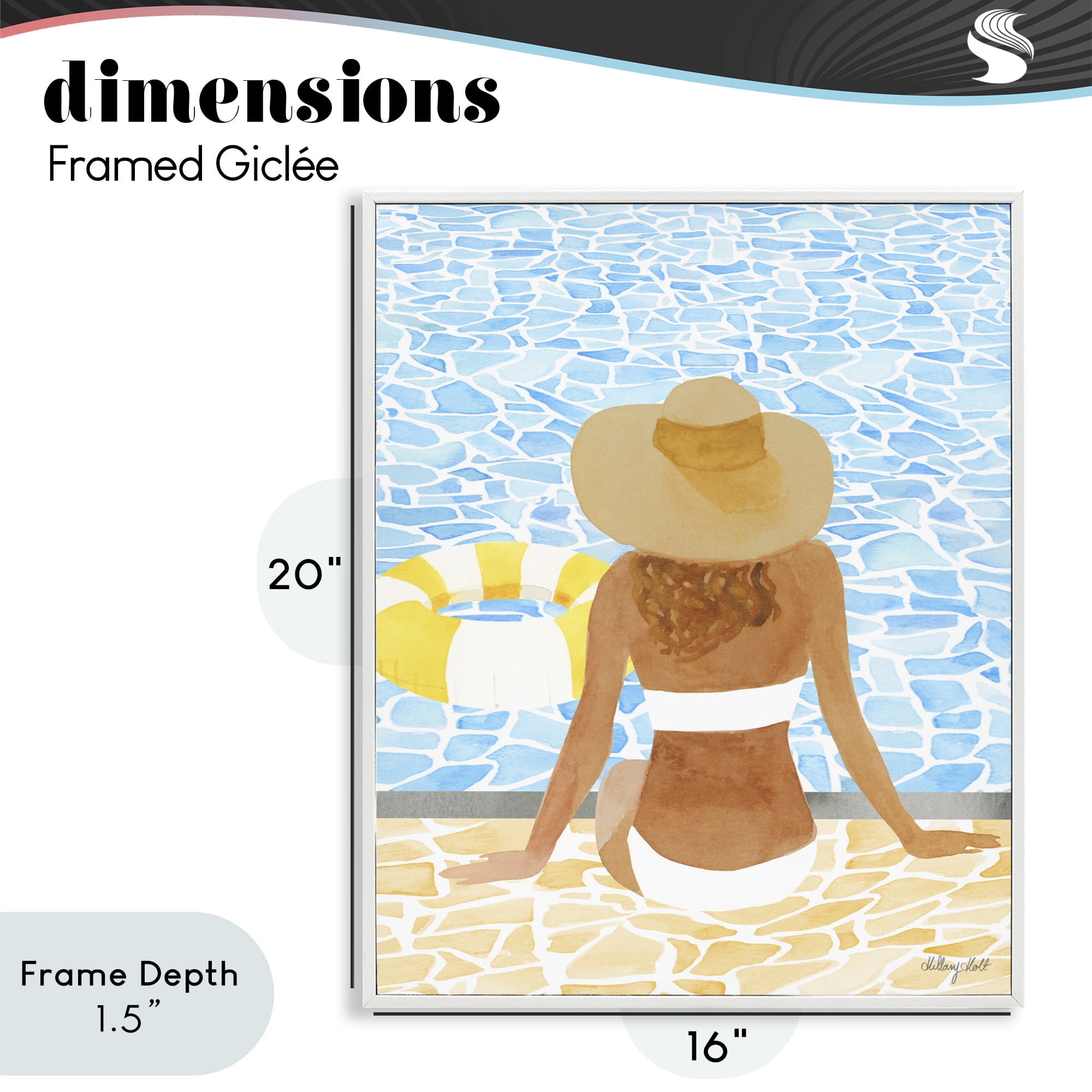 Stupell Industries Summer Poolside Chill White Framed Giclee Art, design by Hillary Holt