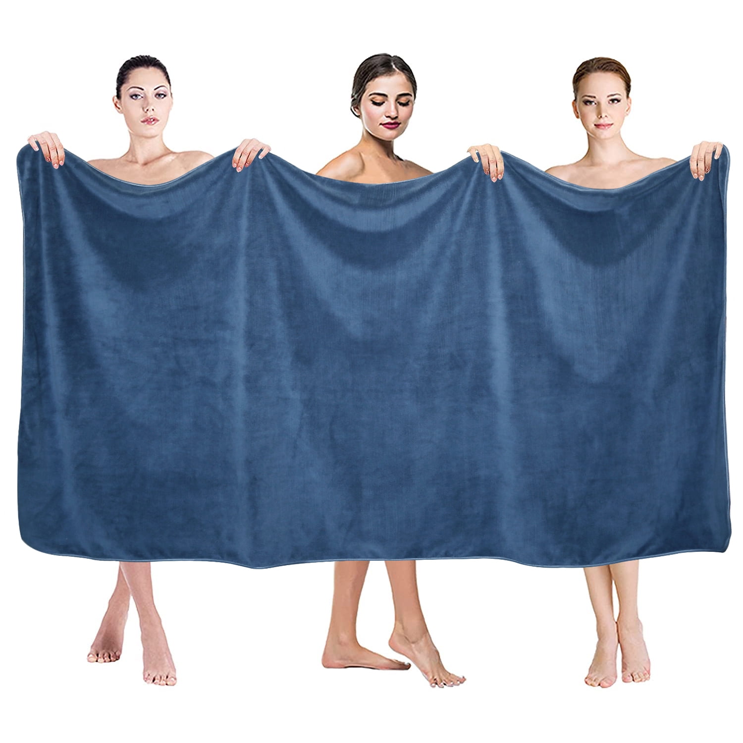 NC 2 Pack Bath Towels 35"x 70",Super Soft and Absorbent,Lint Free,Fade Resistant, Navy
