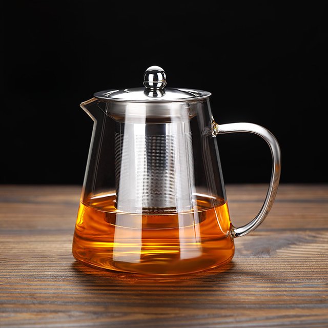 Bouilloire à Thé en Verre Borosilicaté Résistant à la Chaleur de 750 ml avec Doublure Intérieure en Acier Inoxydable, Filtre Intégré pour Thé en Feuilles, Théière Grande Capacité pour Réunions de Famille, Durable et Sécuritaire pour le Quotidien