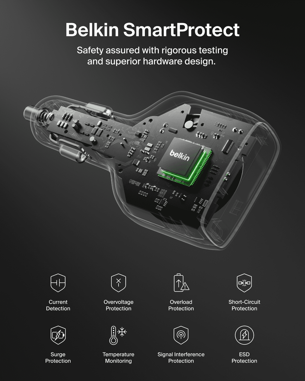 Belkin BoostCharge 30W USB-C Car Charger with Retractable USB-C Cable Fast Car Charging Adapter USB-C Power Delivery iPhone & Android Car Charger