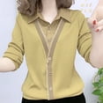 thumbnail image 3 of Fashion Simplicity Solid Color Fake Two Pieces Tops Women‘s Clothing Spring Button Spliced All-match Polo-Neck T-shirt Female, 3 of 6