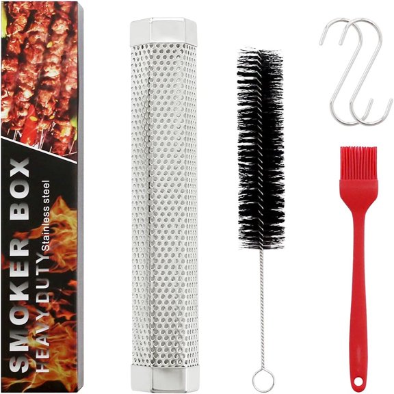 12 Inch Stainless Steel Hexagon Pellet Smoker Tube with Accessories Up to 5  Hours, Works with Gas/Charcoal Grills, for Hot & Cold Smoking Silver