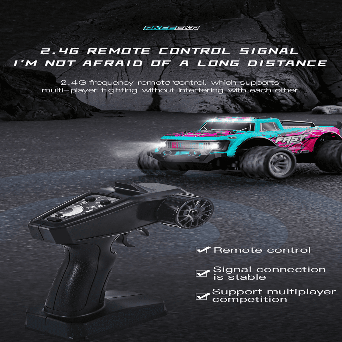 RC Cars High Speed Remote Control Car for Girls, 1:20 Scale RC Truck 2.4GHz 4WD All Terrain with Lights for Adults Kids Christmas Gifts (Sky Blue)