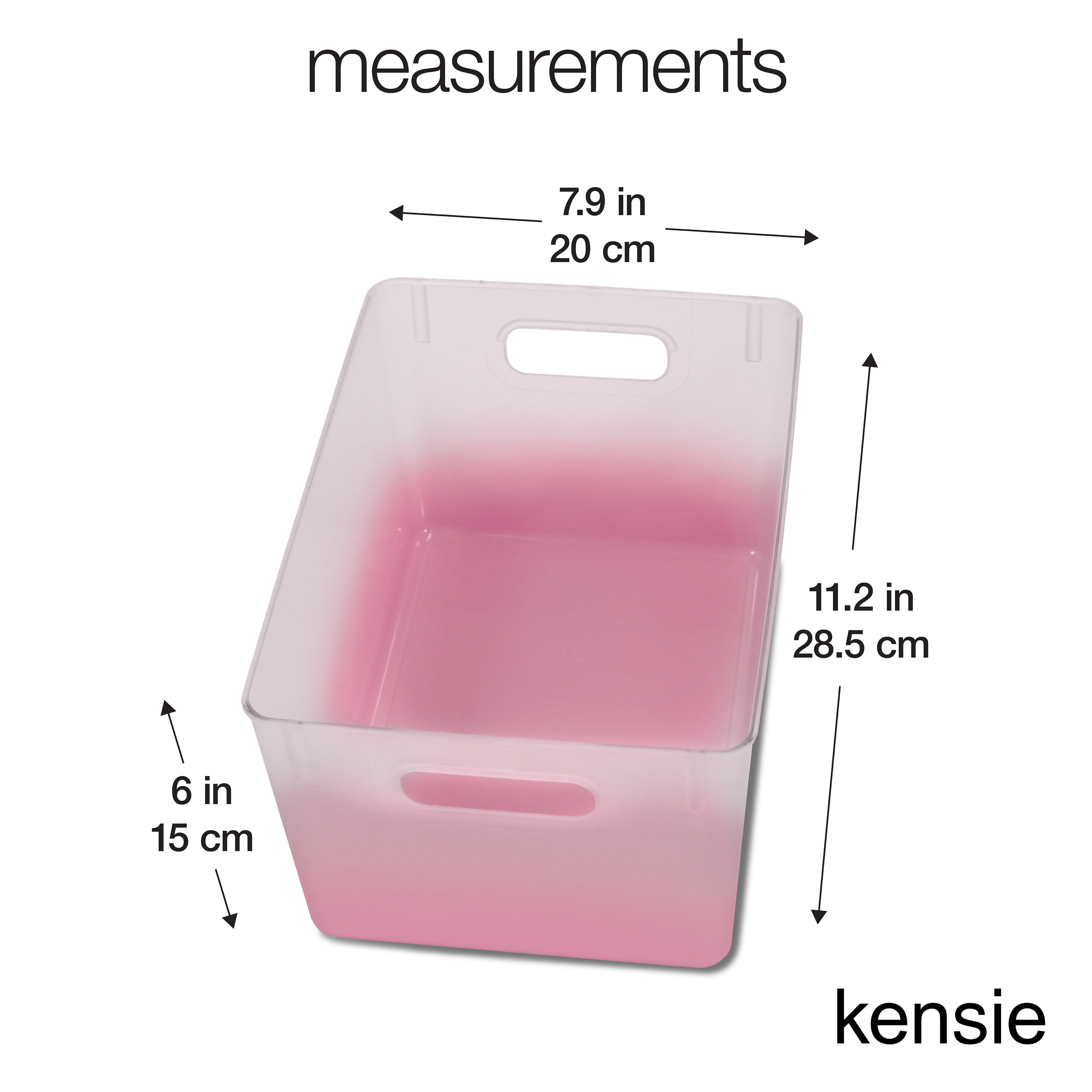 Kensie Closet Storage Bins with Handles, Stackable, 2-Pack, Frosted Blush