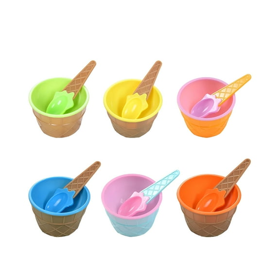 ACDANC Ice Cream Bowls for Kids,Cartoon Candy Color Ice Cream Cups,Reusable Plastic with Easy Clean Feature,Perfect for Every Occasion,Stackable Design for Space-Saving