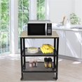 thumbnail image 5 of Serving Cart, 3-Tier Kitchen Rolling Serving Cart, Microwave Cart for Kitchen on Wheels with Storage, 2 Mesh Shelves and 2 Lockable Wheels Grey, 5 of 8