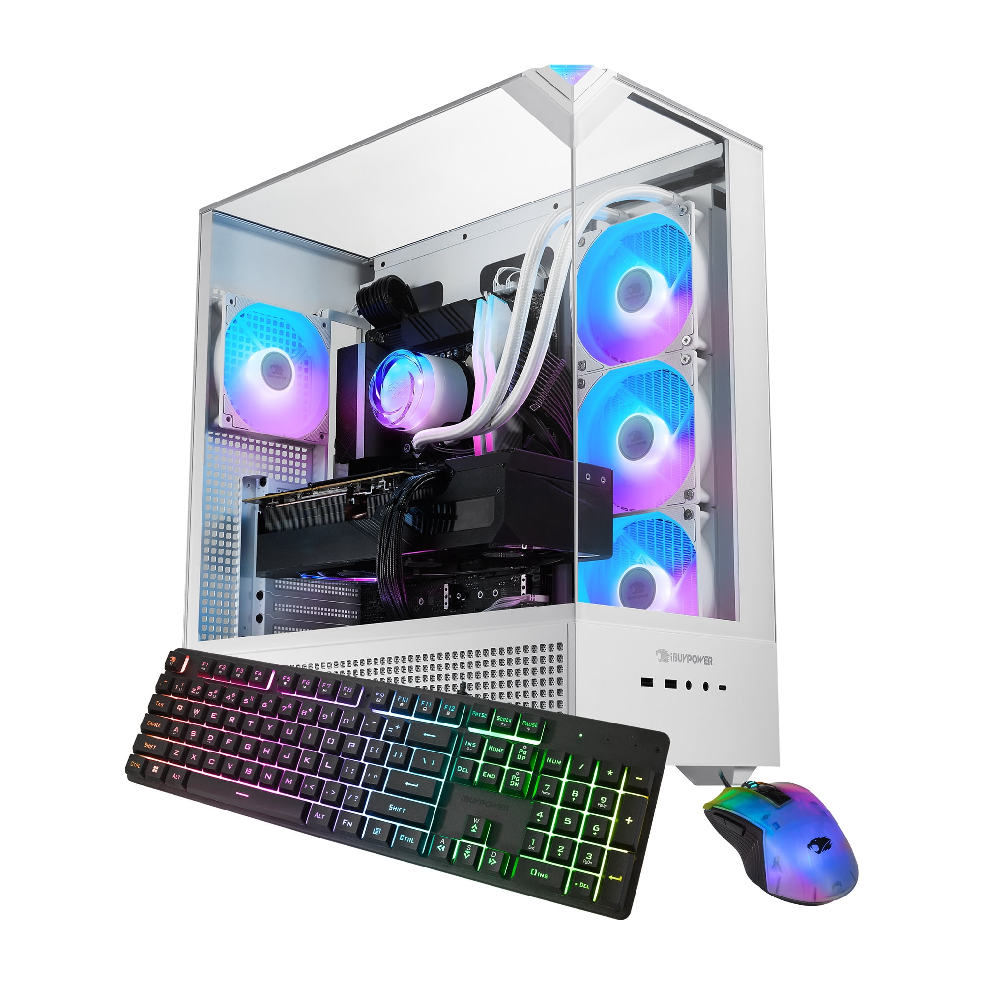 iBUYPOWER Element Gaming PC Desktop Computer AMD Ryzen 7 7800X3D CPU, AMD Radeon RX 9070XT 16GB GPU, 32GB DDR5 RGB 5200MHz RAM, 2TB NVMe SSD, Windows 11 Home, Gamer Keyboard and Mouse - EWA7R97XT01
