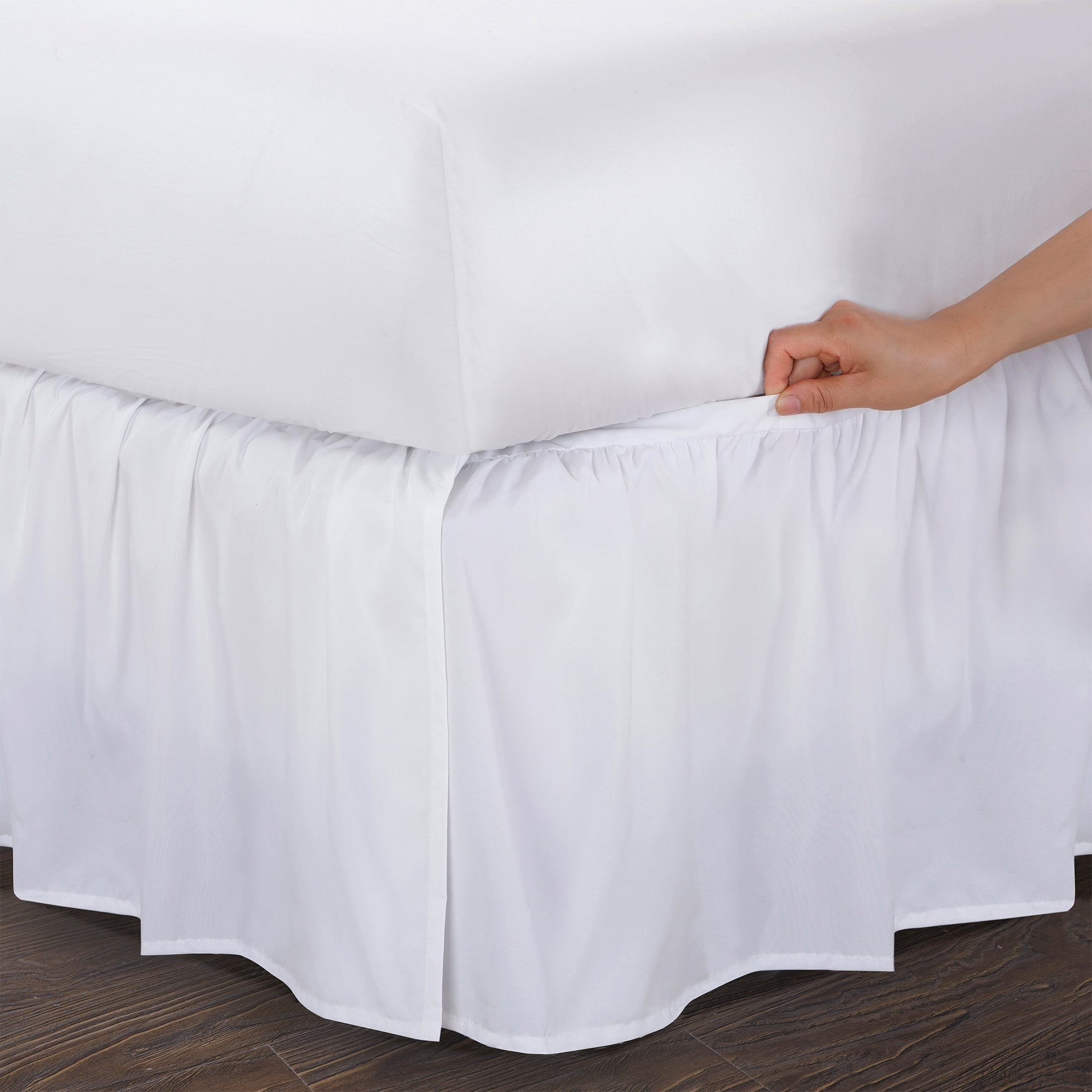 Elastic Wrap Around Bed Skirt Microfiber Wrinkle Free Drop 6-30" White Solid 