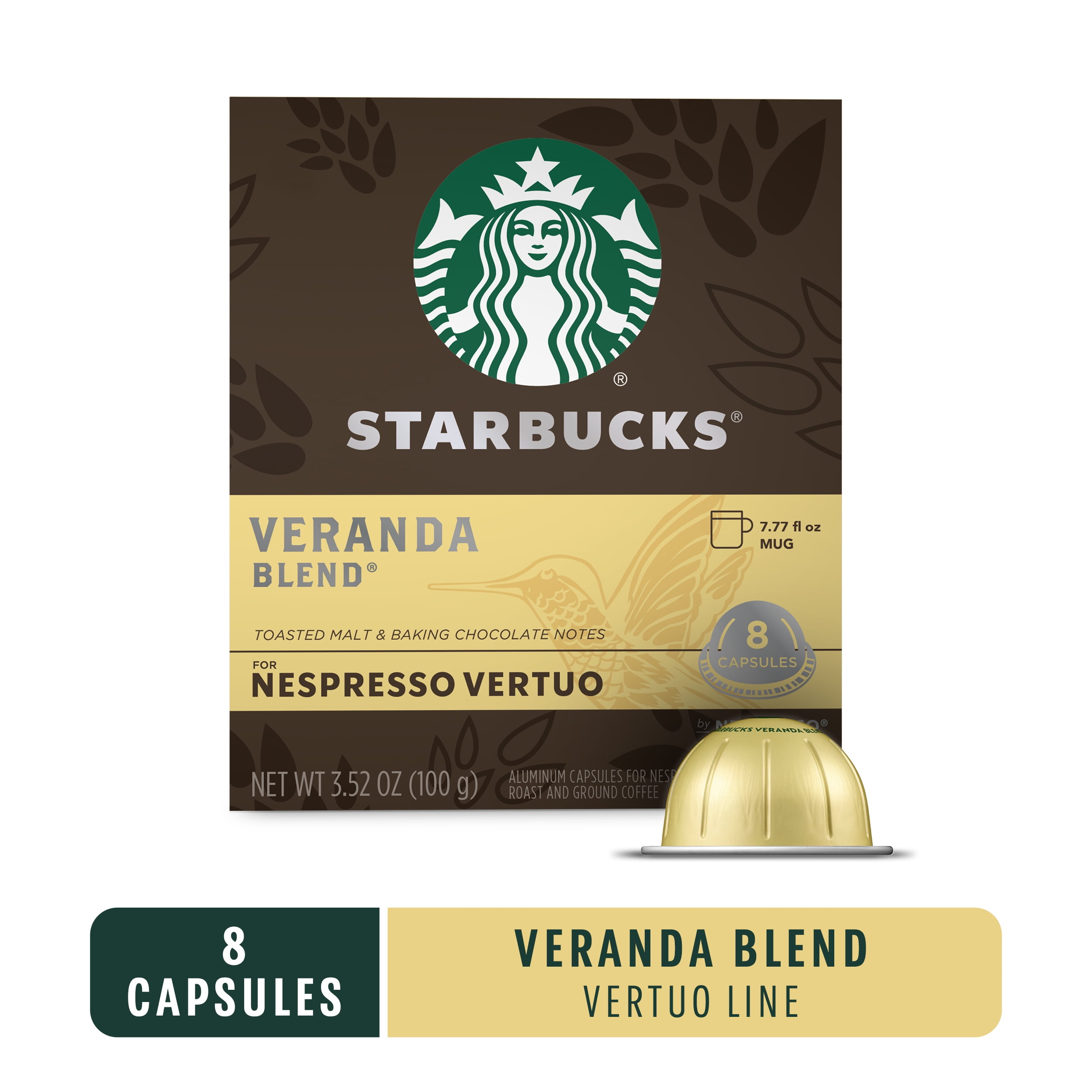 Starbucks Veranda Blend Roast Nespresso Vertuo Capsules, 8 Count Box -