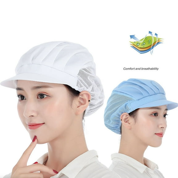 harmtty Unisex Dustproof Breathable Elastic Kitchen Chef Hat Cleaner Factory Work Cap,White