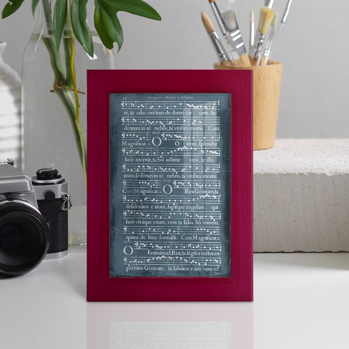 Graphic Songbook IV -Framed Print w/glass-Cherry Red