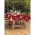 thumbnail image 2 of Outdoor Tablecloth with Umbrella Hole and Zipper, Christmas Tree Rectangle Table Cloth 52x70 Inch Waterproof Tablecloth, Winter Xmas Pine Leaf Snowflake Red Picnic Table Cover for Patio Camping, 2 of 7