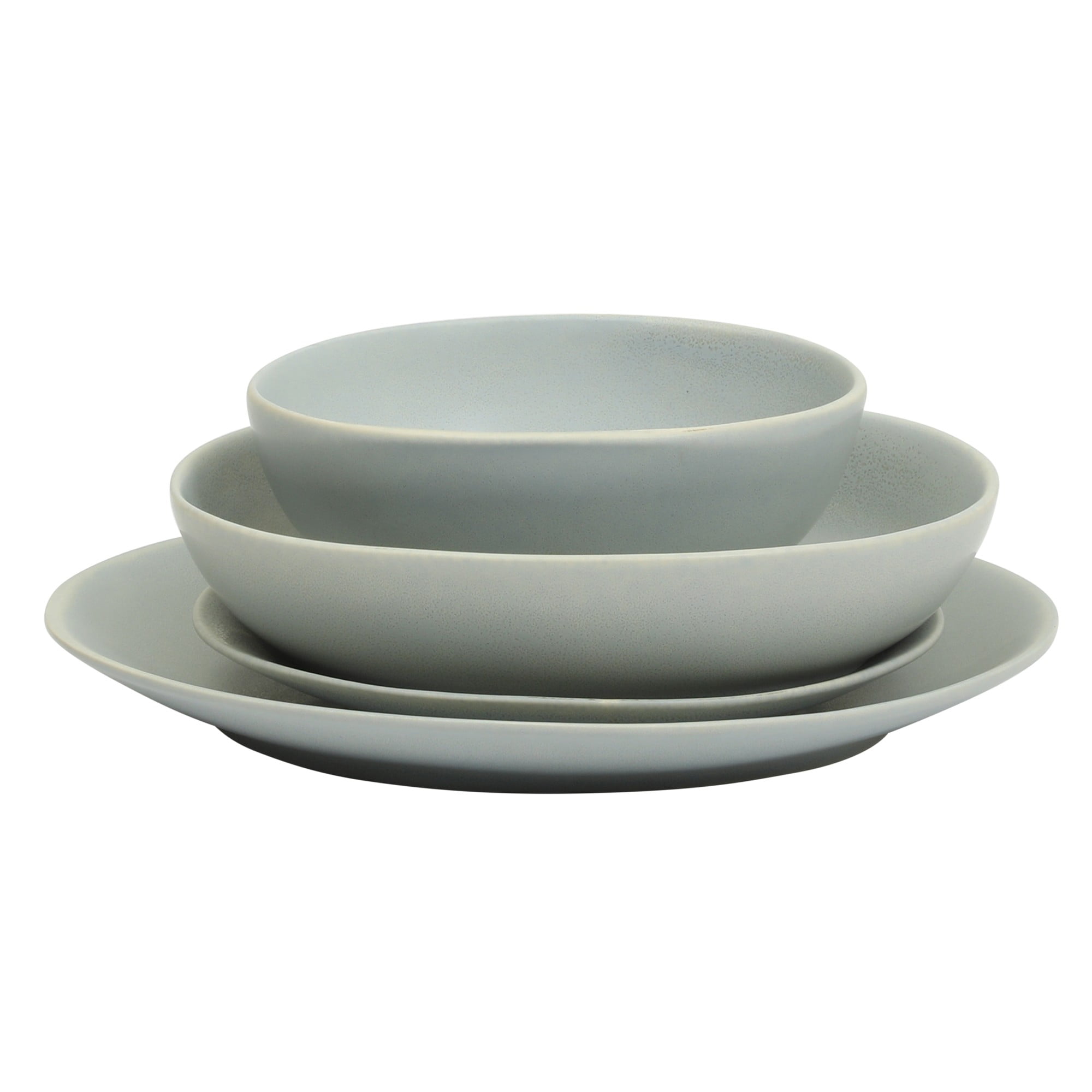 Gibson Elite Zion Mist 16 Piece Stoneware Reactive Glaze (Service for 4) Ceramic Plates and Bowls Modern Organic Dinnerware Set - Blue