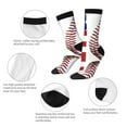 thumbnail image 4 of Women Crew Graphic Print Tube Socks Baseball Lace Flag Pattern Design Ladies Socks, 4 of 7