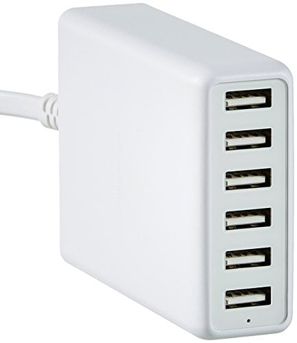 White Basics 60W 6-Port USB Wall Charger