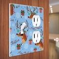 thumbnail image 3 of WIRESTER Double 1-Gang Toggle Light and 1-Gang Duplex Outlet Switch Plate/Wall Plate Cover, Reindeer Snowflakes Christmas, 3 of 6