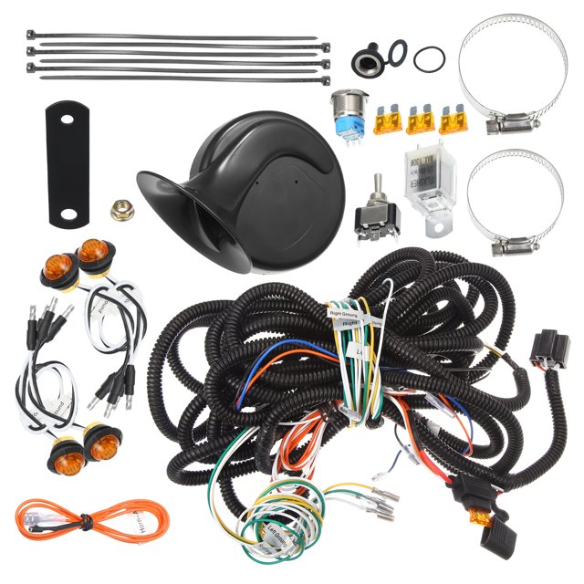 Unique Bargains 1 Set Universal UTV Turn Signal Kit Street Legal with Toggle Switch and Horn Kit Amber LED