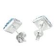 thumbnail image 4 of Dazzling Light Blue Square Shaped Cubic Zirconia Encrusted Stud Earrings, 4 of 5