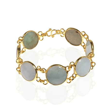 - Circle Orbits Natural Burmese Jade Link Gold Vermeil Brass Bracelets