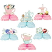 Chris.W 6Pcs Floral Tea Party Honeycomb Centerpieces Princess Party Supplies Table Decorations, 6Inch