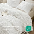 thumbnail image 2 of Regency Heights Twin/Twin-XL Soft Washed Comforter Set, Ruched Striped Dorm Bedding Sets, 2-Piece White French Country Comforter Bed Set with Bow Ties and Sham for All Season, 2 of 14