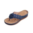 thumbnail image 2 of BADHUB Flower Orthopedic Sandals for Women with Arch Support Dressy Casual Flip Flops Beach Walking Summer Comfortable Sandals Navy 43, 2 of 6