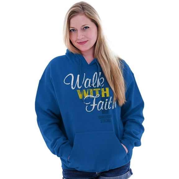 Walk With Faith Christian Cross Hoodie Sweatshirt Women Brisco Brands S
