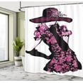 thumbnail image 5 of Ambesonne Fashion Shower Curtain, Woman in Floral Dress, 69"Wx70"L, Fuchsia Black, 5 of 5