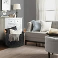 thumbnail image 5 of Laundry Basket 20" x20 " x11.8 ", Large Round Blanket Basket with Leather Handle, Felt Storage Basket for Living Room, Nursery, Dog Toys-Dark Gray, 5 of 7