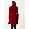 thumbnail image 4 of Abrigo de Terciopelo para Mujer con Doble Botonadura y Cuello Alto Gabardinas de Invierno Rojo oscuro XS, 4 of 5