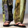 thumbnail image 4 of SGFCWSX Mens Harem Pants Patchwork Elastic Waist Drawstring Pockets Loose Boho Hippie Beach Casual Pants Yellow Size 5XL, 4 of 9