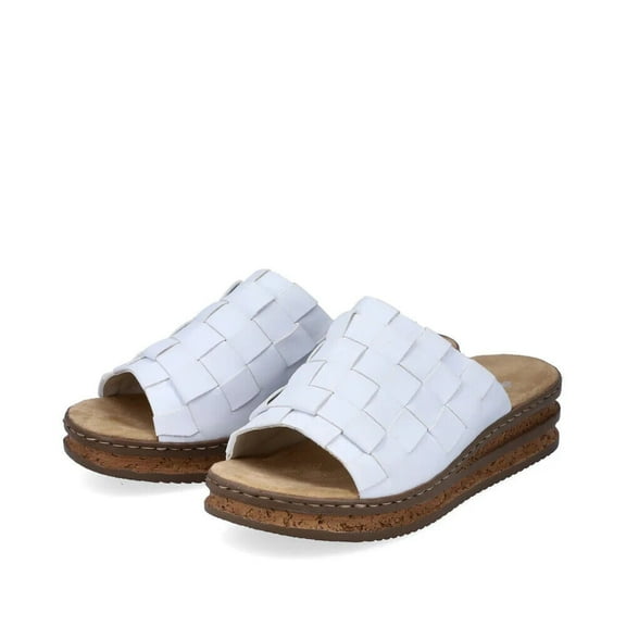 Rieker Women's 62988-80 Slip-On Wedge Platform Sandals, White, Size EU 41