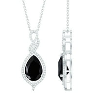 Rosec Jewels Lab Grown Black Diamond Pendant with Diamond for Women (AAAA Quality), 925 Sterling Silver