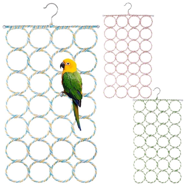 3 piezas de juguetes de red de cuerda para escalar pájaros, redes para escalar pájaros para jaula, columpios de perca de cuerda para pájaros, puente de cuerda de escalera, hamacas colgantes para loros
