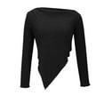 thumbnail image 4 of Asymmetrical Tops for Women Long Sleeve Knit Slim Fit Base Sweater Off Shoulder Sexy Solid Pullover Y2k Clothes (XL, Black), 4 of 5